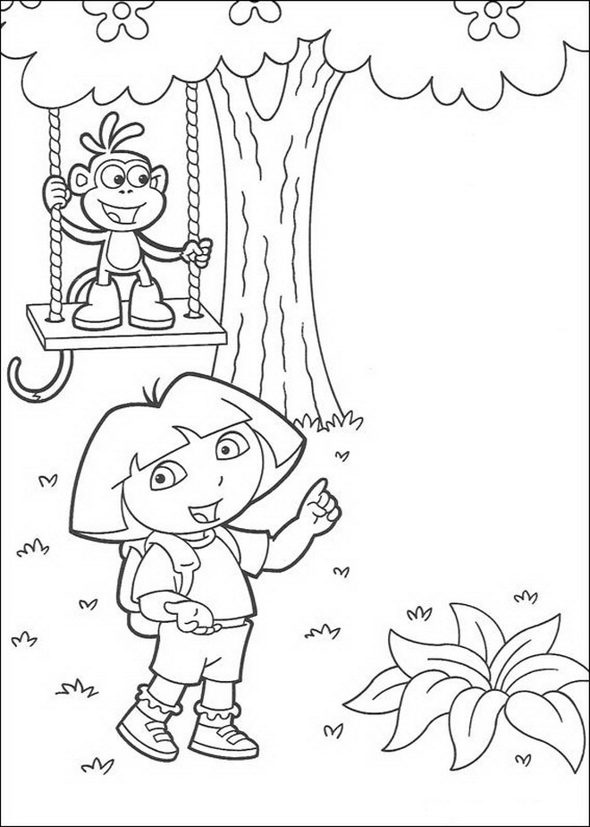 Plansa de colorat cu Dora Exploratorul 31 33